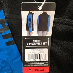NEW Caterpillar 2 Piece Set Cat Youth Vest Long Sleeve Tee Fleece M 10/12
